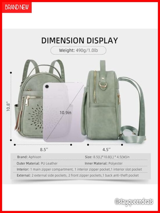 Small Backpack Purse for Women Faux Leather Mini Backpack Casual Travel Daypack main image 5